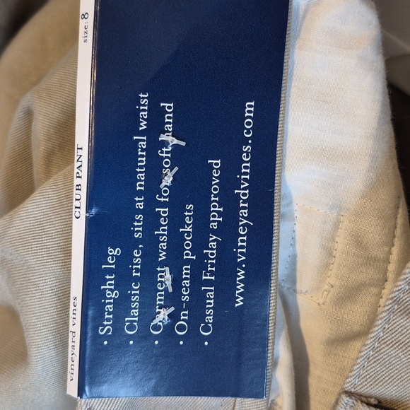 Vineyard Vines boys size 8 Club Pants solid khaki 4 pocket NWT - Picture 7 of 7